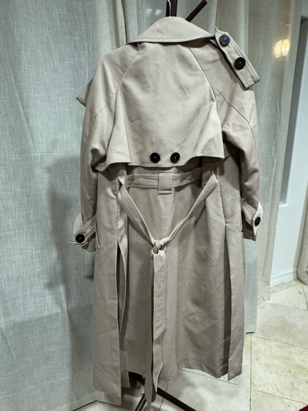 Attire The Studio 100% wool outer, silk lined sleeve open trench coat sz xs - Picture 5 of 14